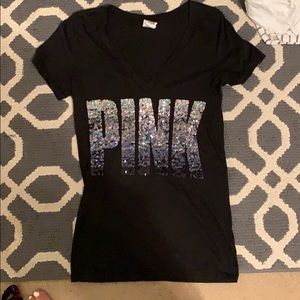 PINK black sequin top